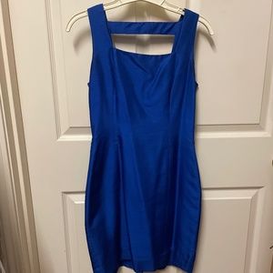 Royal Blue Silk  Sheath Mini Dress Low back